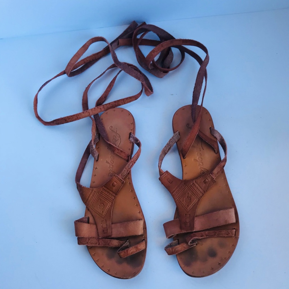 Free People Oliviera Wrap Sandals Tan - Picture 4 of 6